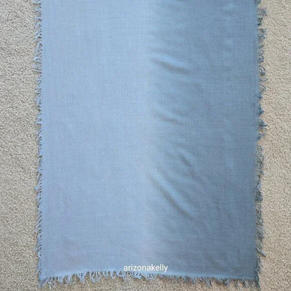 Ombre Cashmere Scarf Blue Gradient Woven - Picture 2 of 8